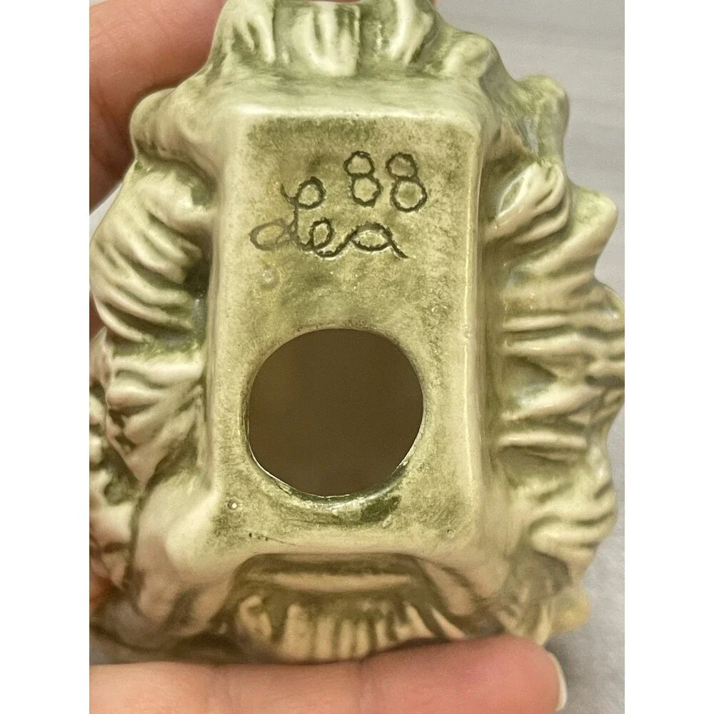 VTG Nativity Set Holy Family Green Patina Chalkware Ceramic Signed LEA 1988 READ - Picture 9 of 12